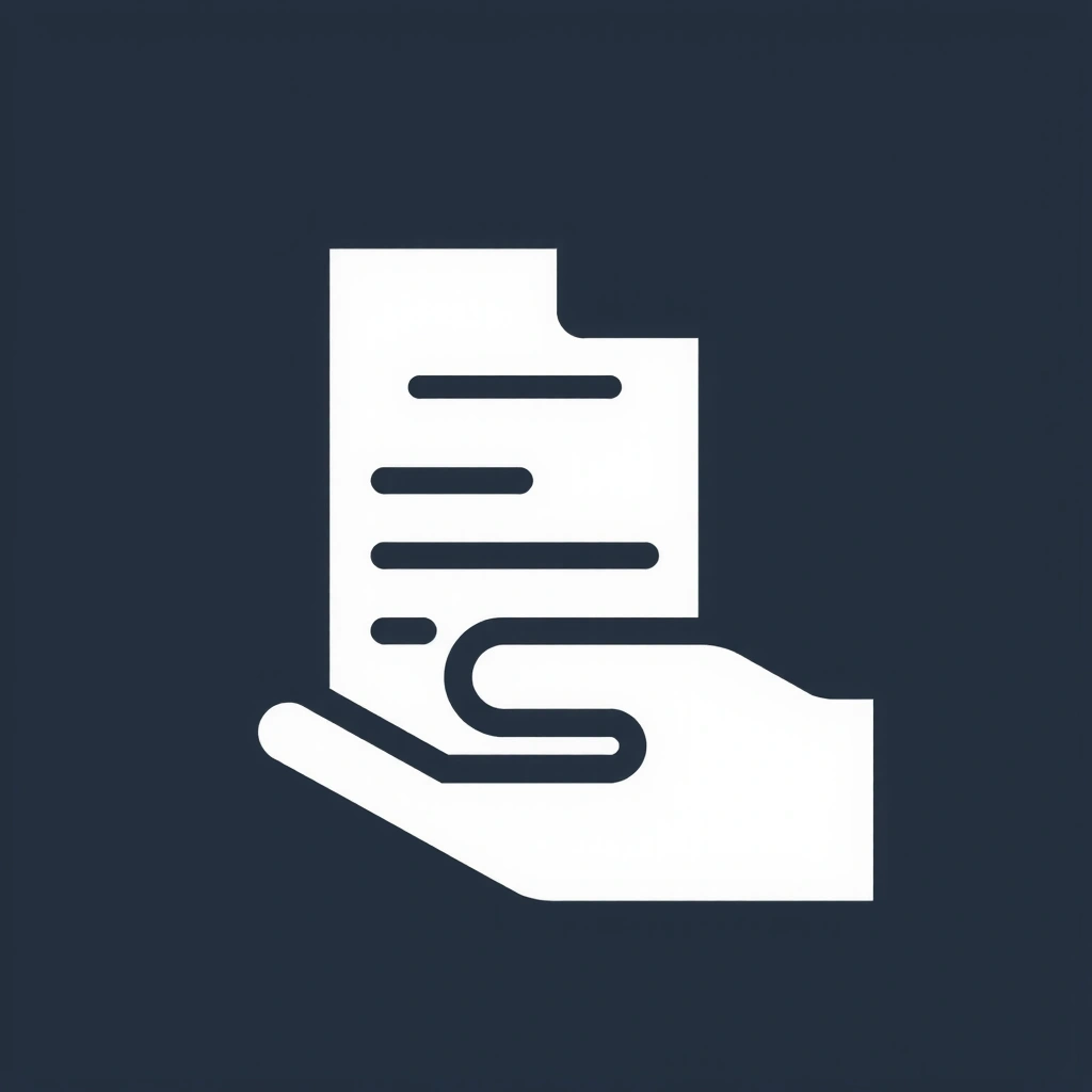 Icona di una mano che tiene un documento, simboleggiando i diritti di licenza e l'uso autorizzato.